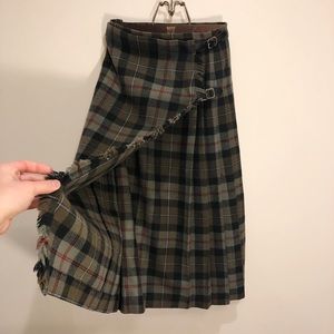 Plaid A line wool skirt with buckle